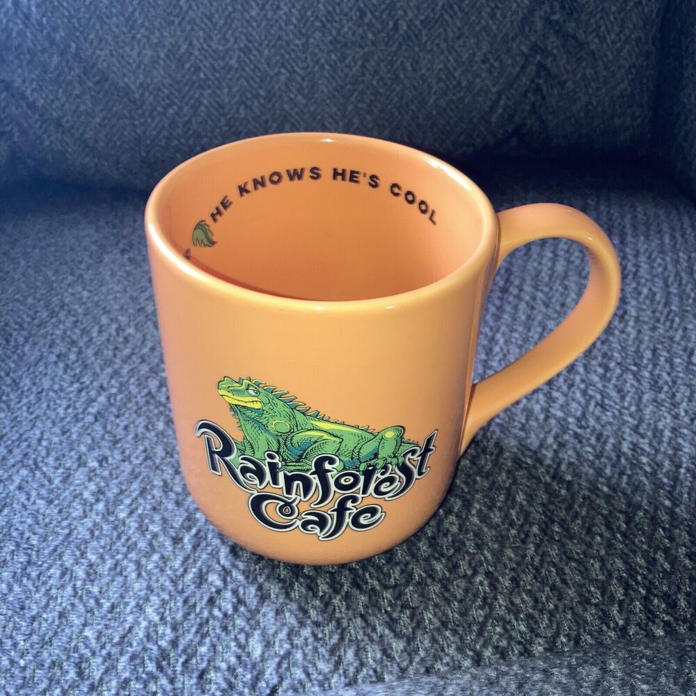 Rainforest Cafe Orange Iggy Iguana The Philosopher Large Coffee Cup
